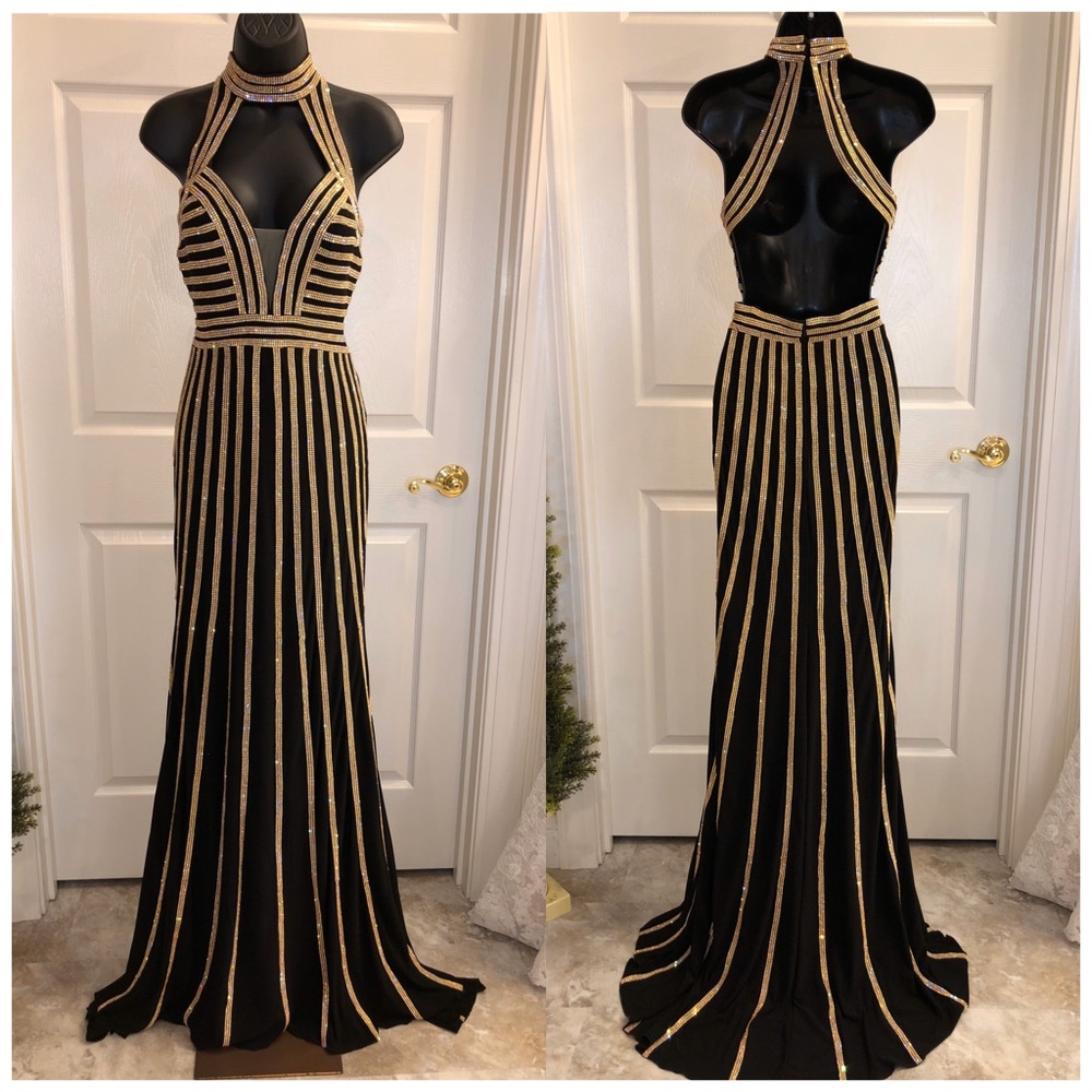 Jovani black and gold pageant dress never worn